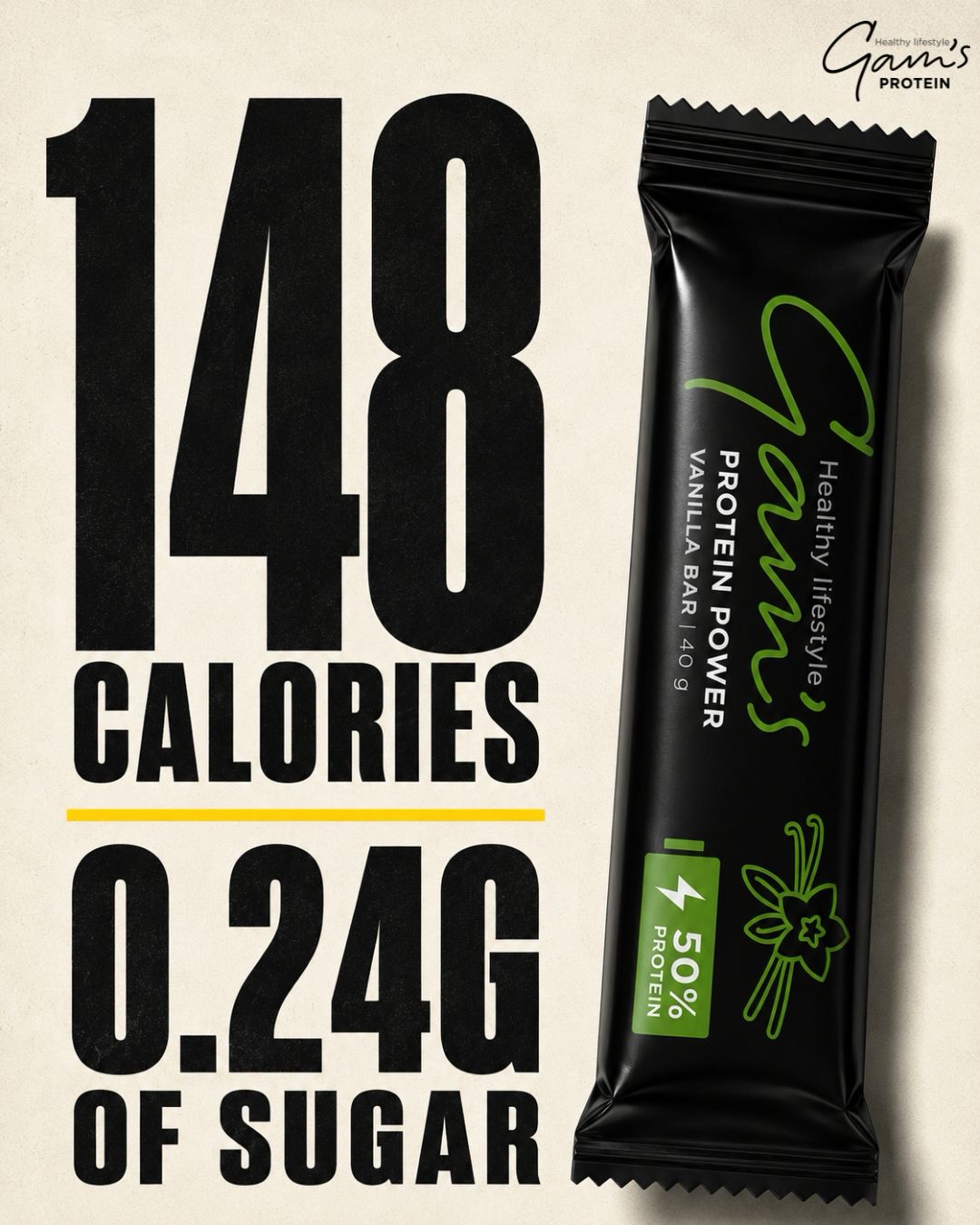 GAM'S Protein Power Bar Vanille — 40 g